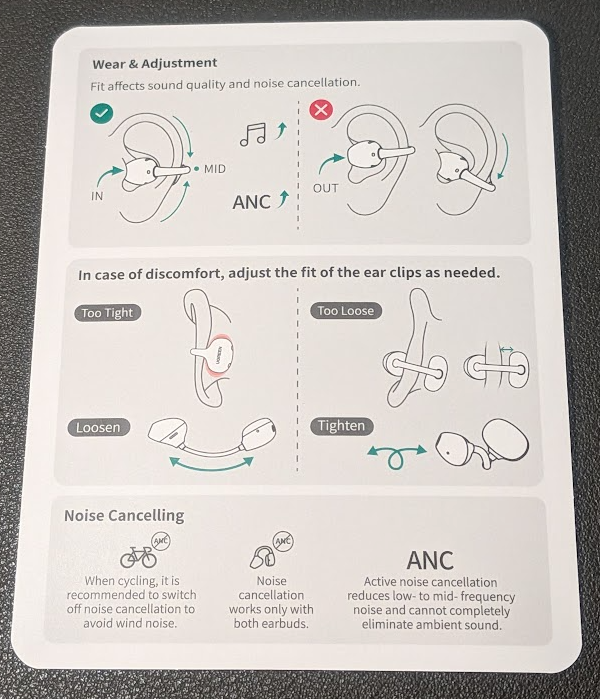 製品についてた装着に関する説明のカード