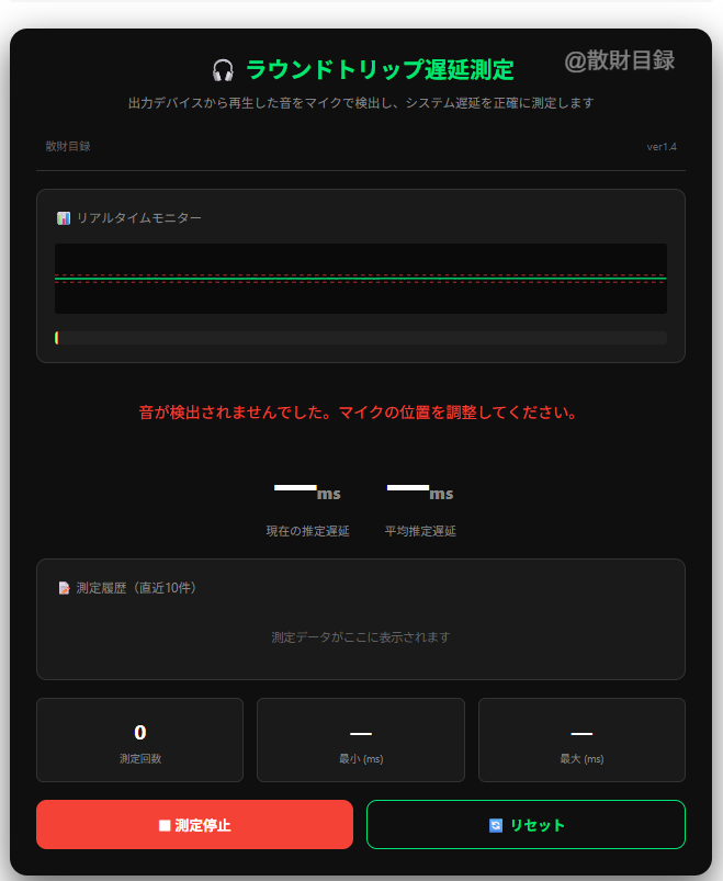 測定がうまくできていない状態